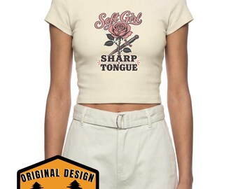 Soft Girl, Sharp Tongue Cropped T-Shirt