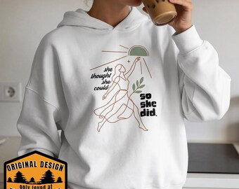 She Thought She Could So She Did Does Hoodie, Empowered Women Line Art Sweatshirt
