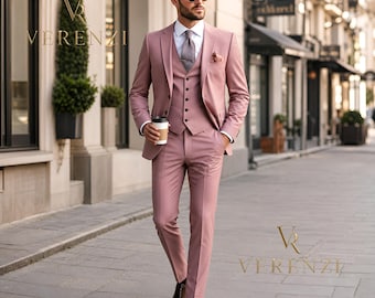 Dusty Pink 3-Piece Suit Trauanzug Herren Costume Homme Mariage Bespoke Groom Outfit Rose Mauve Summer Wedding Menswear Prom 3-teilig Set