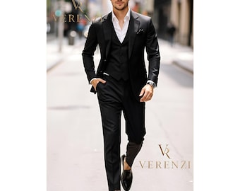 Modern Black 3-Piece Suit Trauanzug Herren Costume Homme Mariage Urban Groom Outfit Edgy Prom Menswear Bespoke City Wedding Set