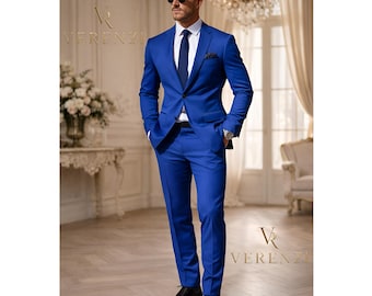 Royal Blue 2-Piece Suit Trauanzug Herren Costume Homme Mariage Elegant Groom Outfit Prom Cobalt Menswear Bespoke Summer Wedding Set