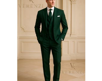 Emerald Green 3-Piece Suit Trauanzug Herren Costume Homme Mariage Elegant Groom Outfit Forest Green Prom Menswear Bespoke Wedding Set