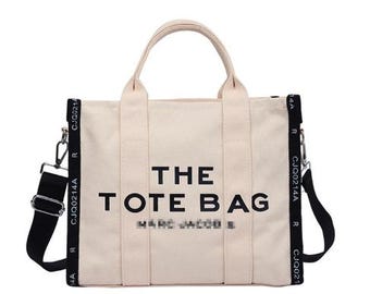 Grote draagtas voor dames, casual canvas handtas, draagtas voor dagelijks gebruik, minimale schoudertas, reisboodschappentas, portemonnee met verstelbare riem