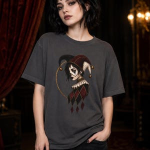 Jester Shirt, Gothic Clowncore Harlequin Tee, Comfort Colors 1717