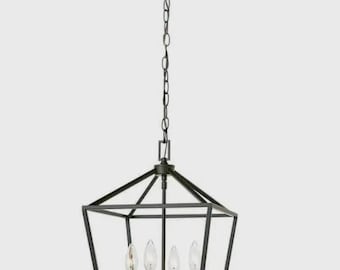 Home Decorators Collection Weyburn 4-Light Black Farmhouse Chandelier