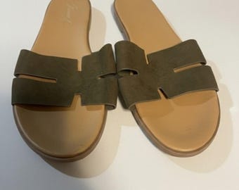 olive green  Mari A. Women's H-Strap Sandals