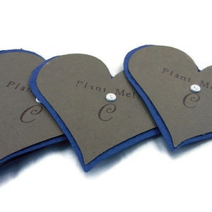 Personalized Navy Blue Seed Paper Heart Favors - 3 inch - 50 count