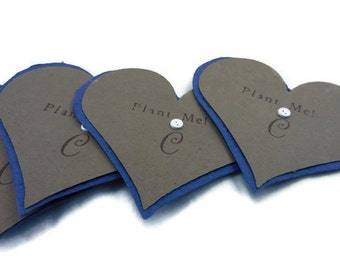 Personalized Navy Blue Seed Paper Heart Favors - 3 inch - 50 count