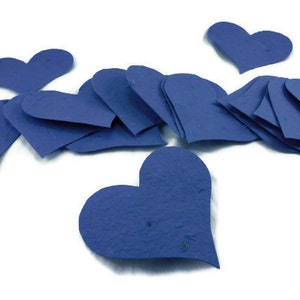 Navy Blue Seed Paper Heart Favors - 3 inch - 50 count