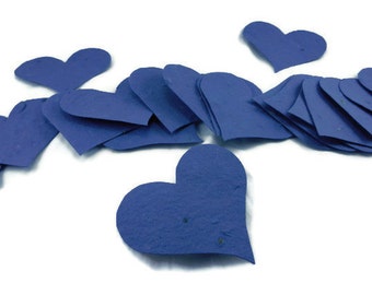 Navy Blue Seed Paper Heart Favors - 3 inch - 50 count