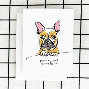 Frenchie Card, Dog Card, Greeting Card, Illustrated Card, Blank Note Card image 1