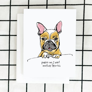 Frenchie Card, Dog Card, Greeting Card, Illustrated Card, Blank Note Card