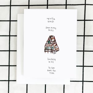 Cabin Card, Bon Iver Inspired Card, Song Lyric Card, Art Card, Greeting Card, Blank Note Card