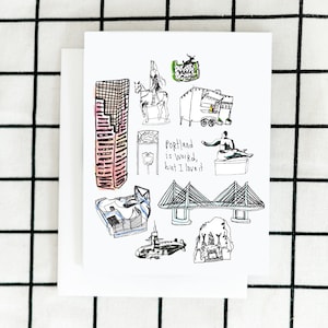 Portland Is Weird Card, Portland Card, PDX Greeting Card, Art Card, Illustrated Card, Blank Note Card
