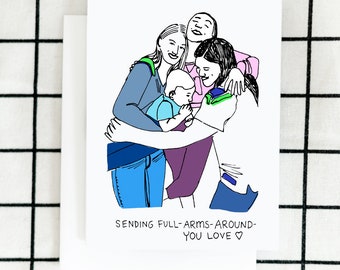 Sending Hugs Card, Thinking of You Card, Family Card, Illustrated Card, Bestie Card, Encouragement Card