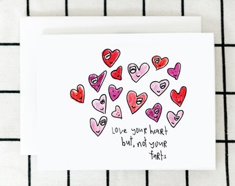 Hearts and Farts Card, Be Mine Card, Valentine's Card, Greeting Card, Illustrated Card, Blank Note Card