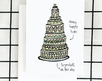 Happy Tiers Card, Wedding Card, Art Card, Floral Card, Greeting Card, Illustrated Card, Blank Note Card