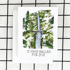 Multanomah Falls Card, Oregon Card, Greeting Card, Illustrated Card, Blank Note Card