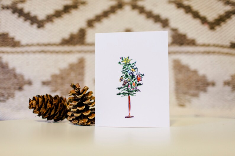 Christmas Card, Happy Holidays Card, Illustrated Card, Greeting Card, Blank Note Card image 2