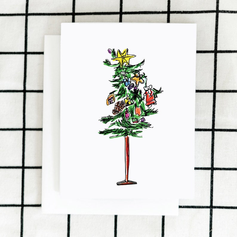 Christmas Card, Happy Holidays Card, Illustrated Card, Greeting Card, Blank Note Card image 1