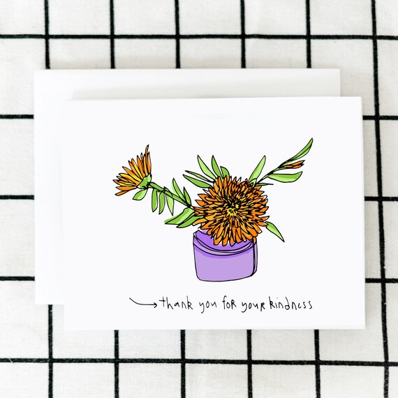 Thank You For Your Kindness Thank You Card Flower Card BFF ...