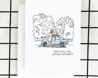 Hitched Card, Wedding Card, Best Wedding Card, Marriage Card, Greeting Card, Illustrated Card