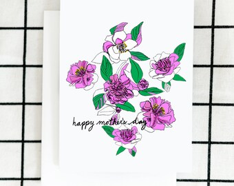 Mother's Day Card, Mom Card, Women Card, Floral Card, Art Card, Illustrated Card, Greeting Card, Blank Note Card