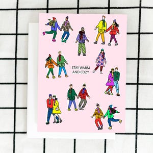 Warm and Cozy Card, Happy People Card, Warm Wishes Card, Winter Wonderland Card, Festive Winter Card, Holiday Card