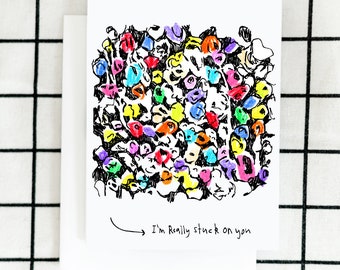 I'm Stuck On You Card, Gum Wall Card, Seattle Card, Love Card, Art Card, Greeting Card, Illustrated Card, Blank Note Card