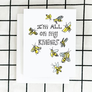 Bees Knees Card, You Are The Bees Knees Card, Anniversary Card, Engagement Greeting Card, Illustrated Card, Blank Note Card