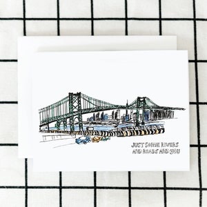 Just Some River and Roads and You Card, Williamsburg Bridge Card, Song Lyric Card, Greeting Card, Art Card, Brooklyn Card, Blank Note Card