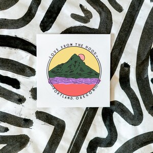 LFTH Yellow Sky Sticker, Mt Hood Sticker, Oregon Sticker,  PNW Sticker, Vinyl Sticker, Matte Coated Sticker, Circle Sticker