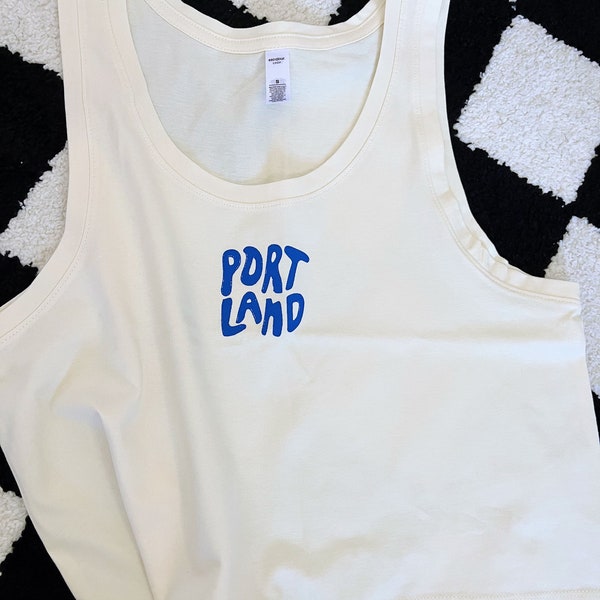 Cream Tank, Portland Tank Top, Women's Tank Top, Cute Tank Top, Sporty Tank Top, Oregon Tank Top, Cropped Tank