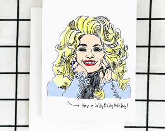 Country Singer Card, Christmas Card, Woman Portrait Card, Art Card, Greeting Card, Illustrated Card, Blank Note Card, Thank You Card