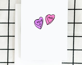 Heart Candy Card, Be Mine Card, Sweetheart Card, Valentine's Card, Girlfriend Card, Boyfriend Card, Bestie Card