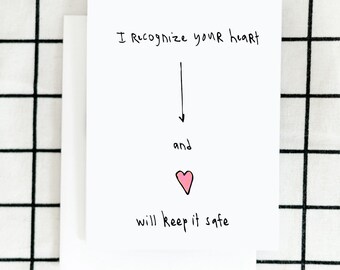 Recognize Your Heart Card, Heart Card, Greeting Card, Illustrated Card, Blank Note Card