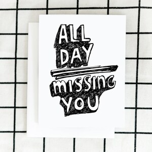 Missing You Card, Greeting Card, Illustrated Card, Blank Note Card