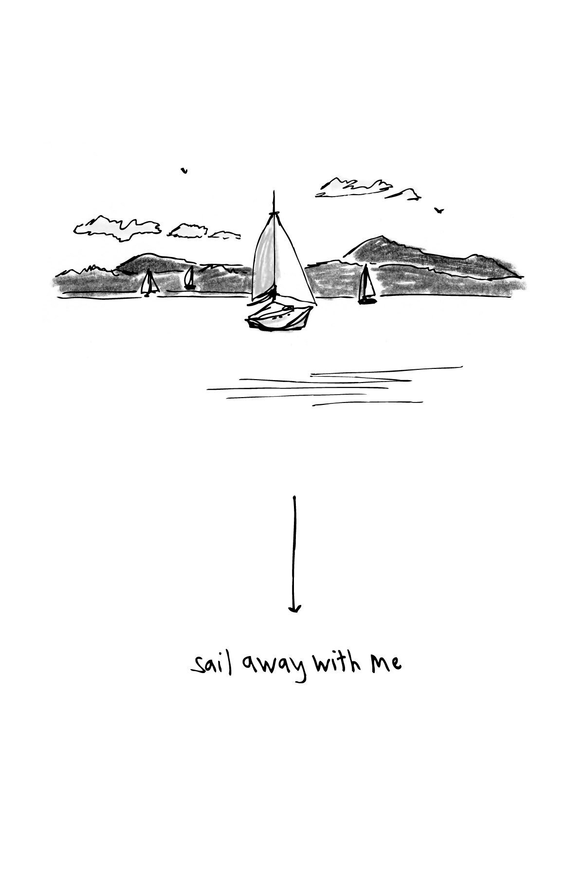 Sail Away With Me Card Sailboat Card PNW Card Art Card Etsy