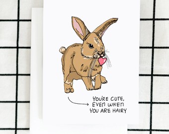 Bunny Card, Rabbit Card, Happy Valentines Day Card, Valentine's Card, Girlfriend Card, Hoppy Valentine's Day