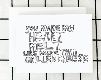 Grilled Cheese Card, Greeting Card, Illustrated Card, Sandwich Card, Blank Notecard