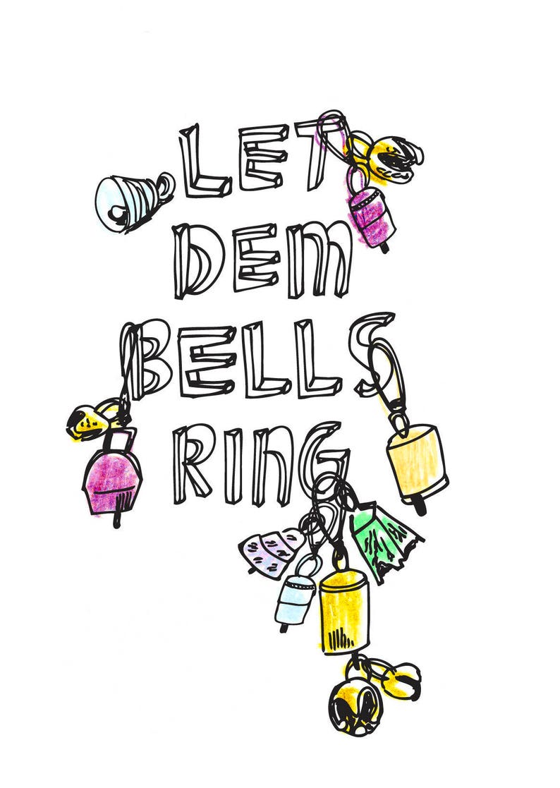 Dem Bells Ring Card Greeting Card Illustrated Card Floral Card Wedding Card Art Card Blank Note Card