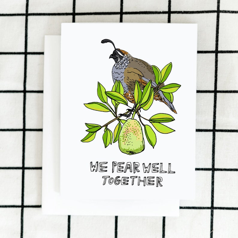 Partridge in a Pear Tree Card, Holiday Card, Christmas Card, Pear Well Together, Twelve Days Of Christmas image 1