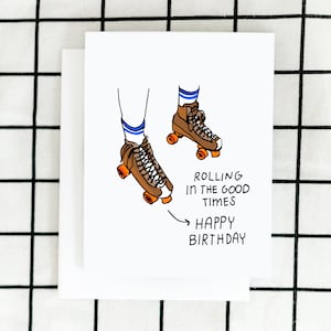 Roller Skate Birthday, Skating Card, Happy Birthday Card, Sporty Card, Boyfriend Birthday Card, Girlfriend Birthday Card