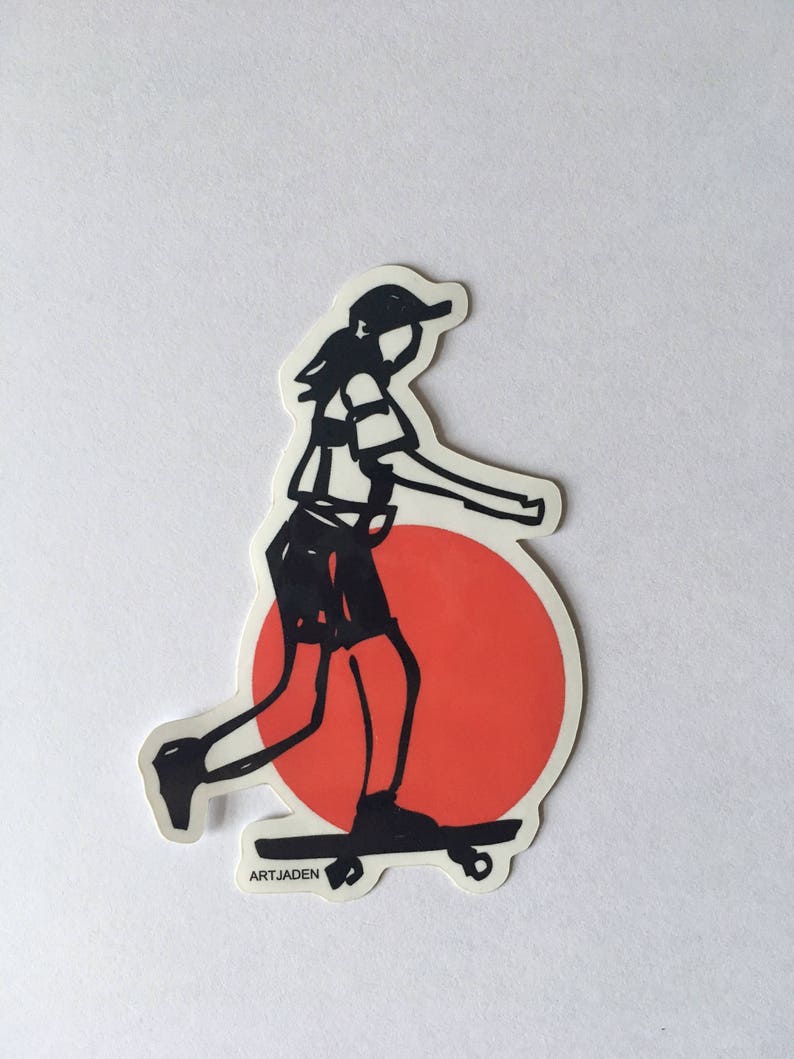Skater Girl 2 Sticker, Vinyl Sticker, Glossy Coated Sticker, so Cal