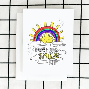 Rainbow Card, Sun Card, Happy Card, Greeting Card, Art Card, Illustrated Card, Blank Notecard image 1