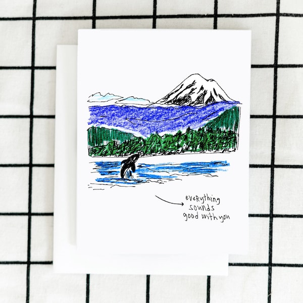 Everything Sounds Good With You Card, Puget Sound Card, Seattle Card, Art Card, Greeting Card, Illustrated Card, Blank Note Card