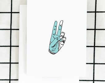 Peace Sign Card, Greeting Card, Illustrated Card, Blank Note Card