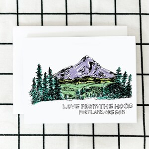 Love From The Hood Card, Mt Hood Card, Oregon Card, Greeting Card, Illustrated Card, Blank Note Card