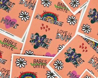 Bestie Sticker Sheet, Gal Pal Stickers, Vinyl Sticker Sheet, Matte Stickers, Perfect Sticker Sheet for Best Friends