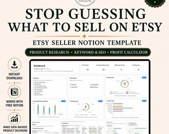 Etsy Seller Notion Template: Product Research, SEO Tracker & Pricing Calculator